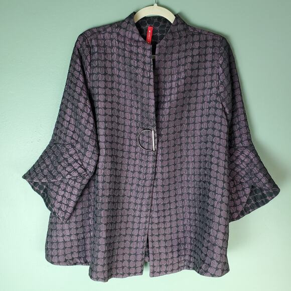 IC By Connie K Womens Purple Trumpet Sleeve Two Toned Jacket Size Medium 2044J - Picture 1 of 8